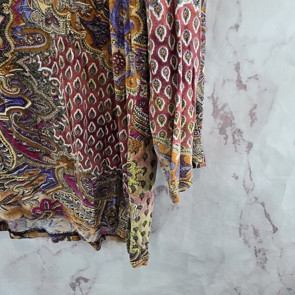 Parsley & Sage Shirt Womens XXL Pink Artsy Art To Wear Reversible Boho Patchwork - Picture 4 of 10